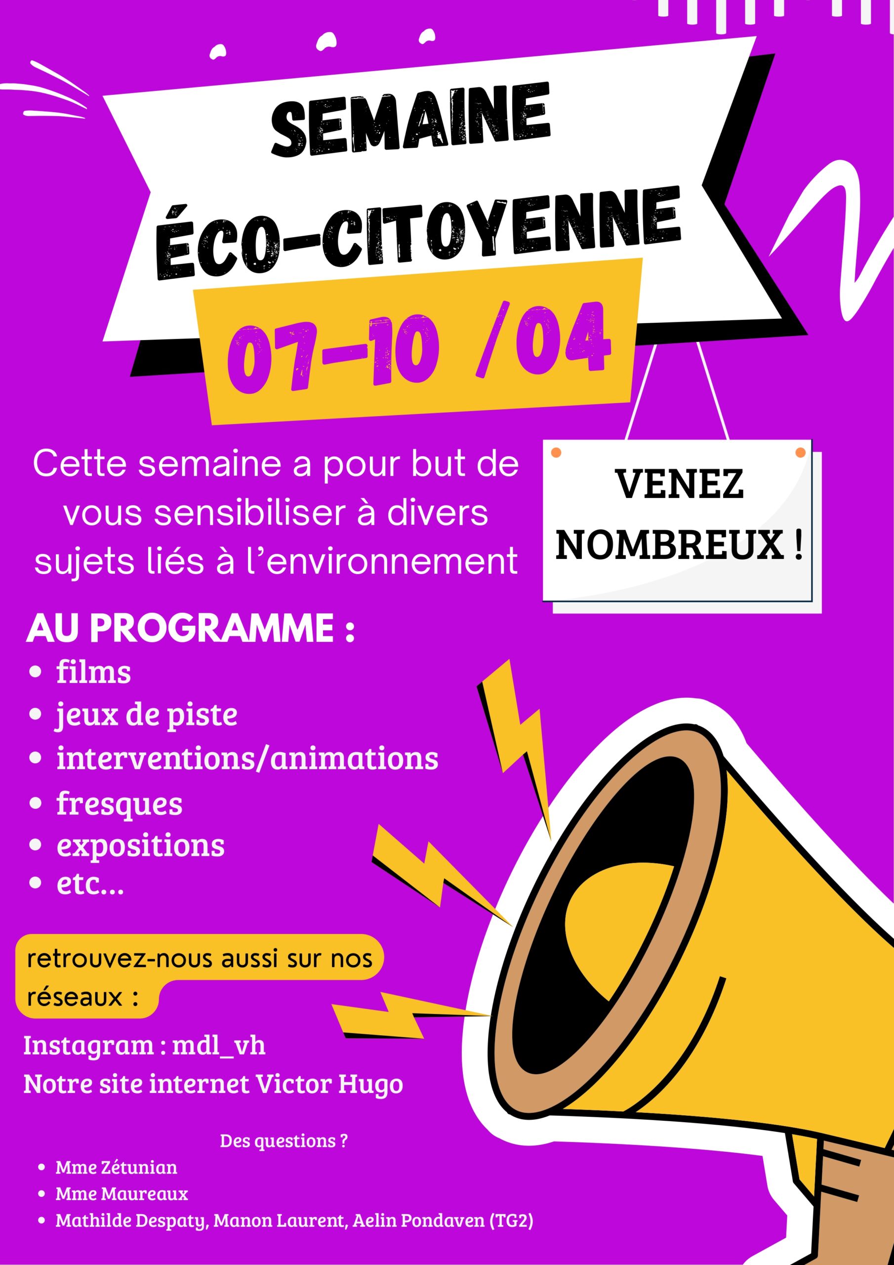 Semaine éco-citoyenne du 7 au 10 Avril